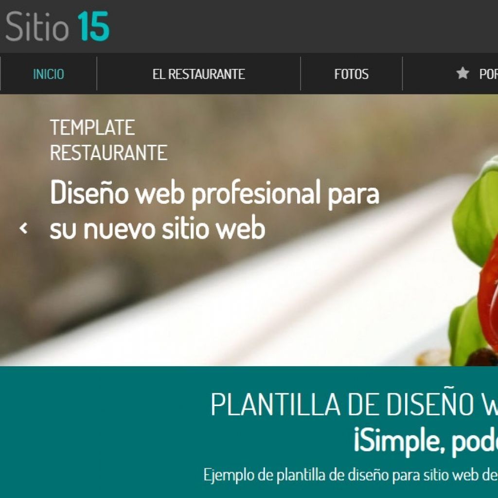 Demo de diseño web profesional para restaurante. Template 15.