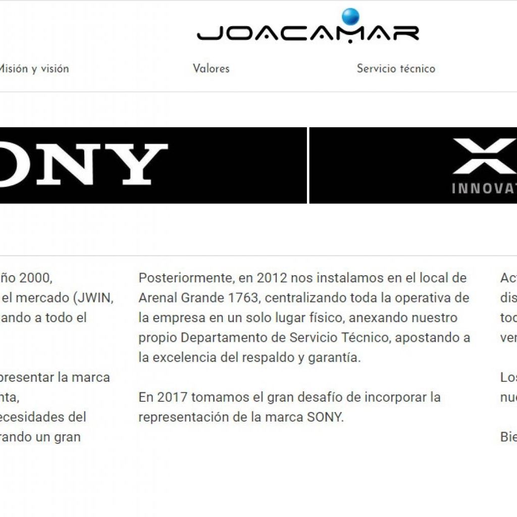 Joacamar, importador para Uruguay de SONY y XION.