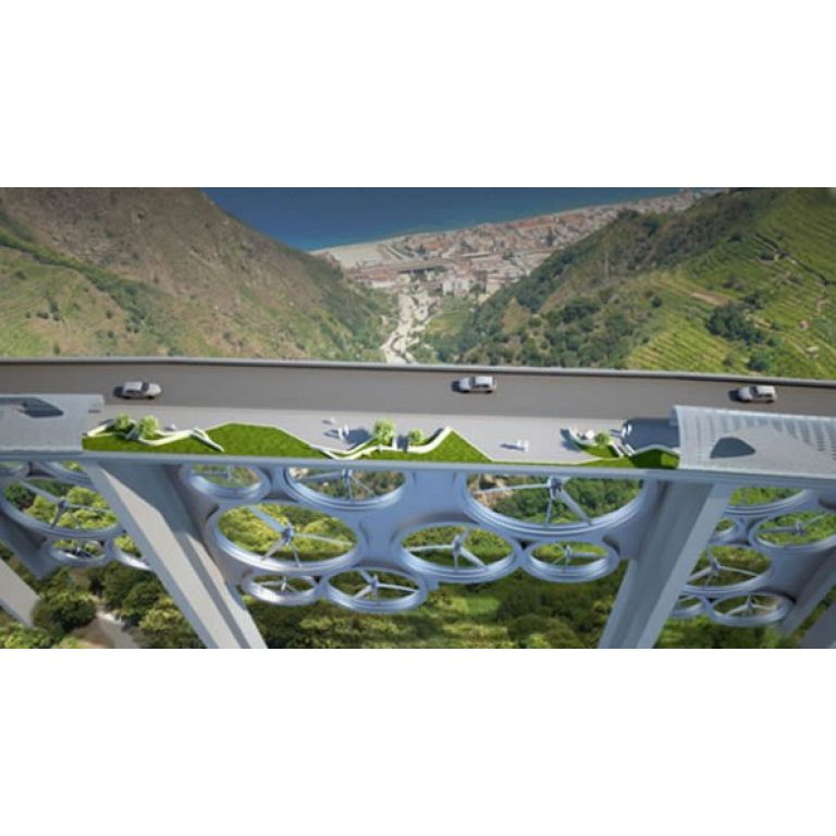 Un puente con turbinas eólicas y paneles solares merece ser realidad