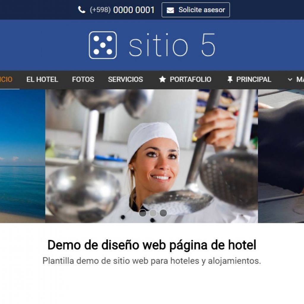 Ejemplo de diseño para armado de página web de hotel alojamiento.