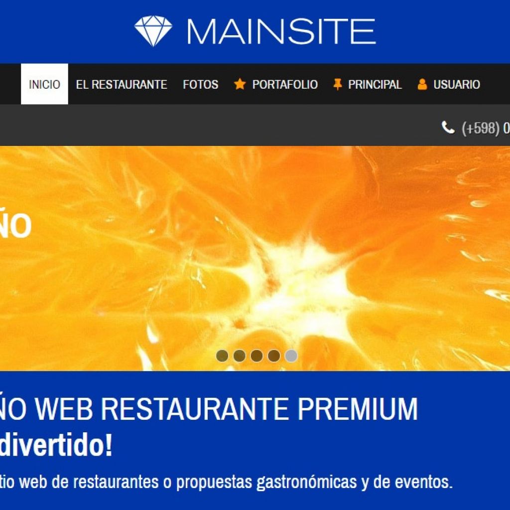 Diseño de sitio web para restaurante y presentación de menú.