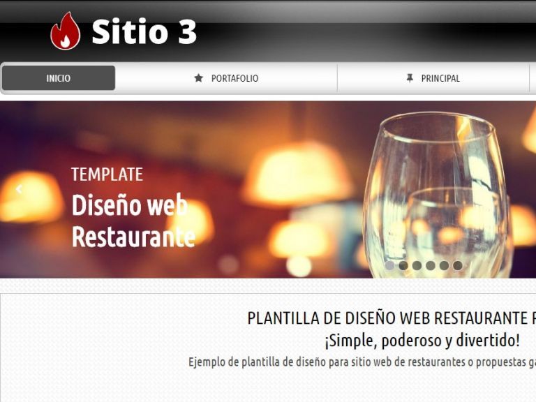 Opción de diseño de sitio web para Restaurante. - RESTAURANTE 3 . Diseño sitio web institucional